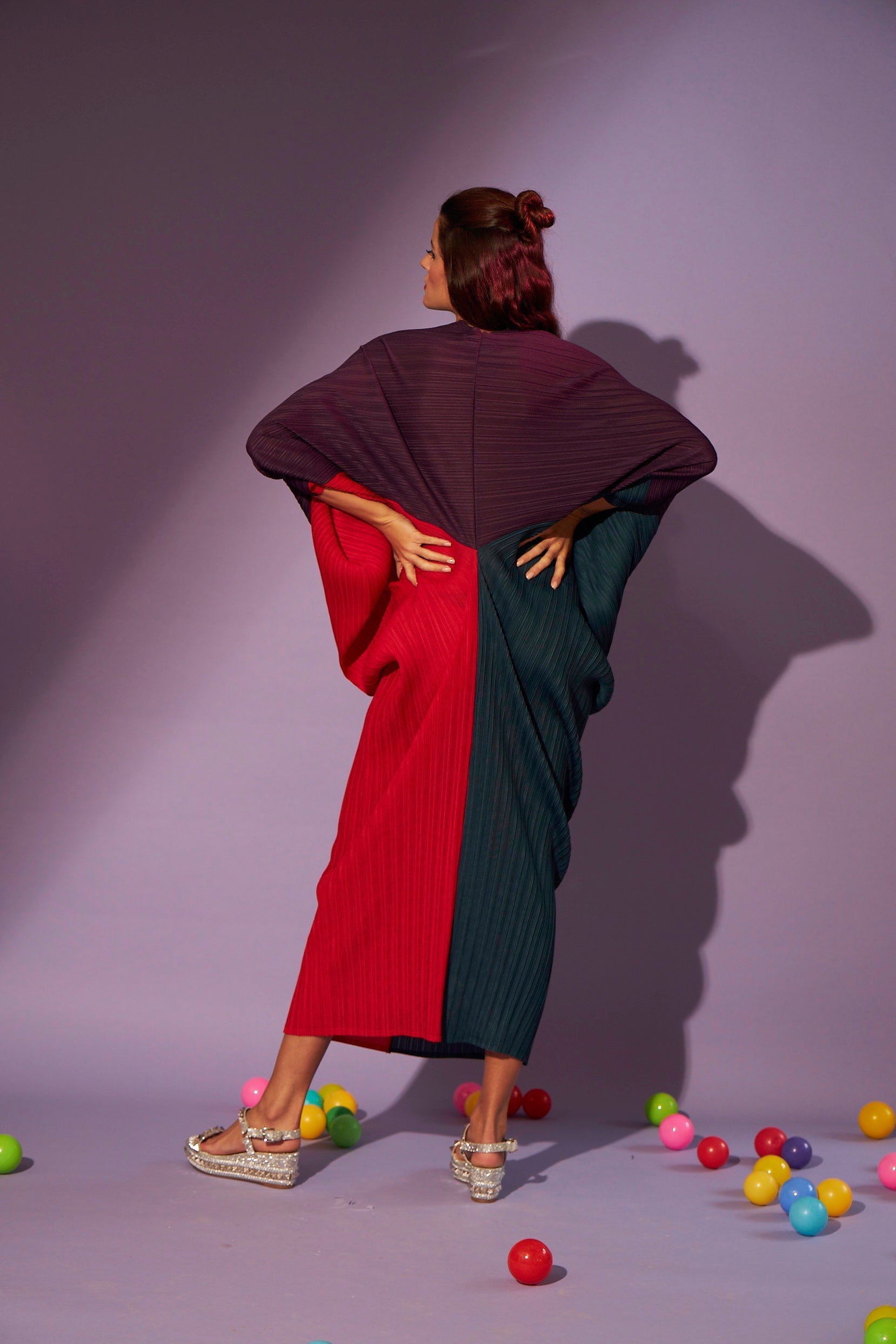 Kimono Kitsch Dress - Teal and Red