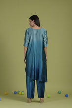Load image into Gallery viewer, Siciley Satin Silk Cinched In Dress with Ombré Pleated Pants - Tiffany Blue