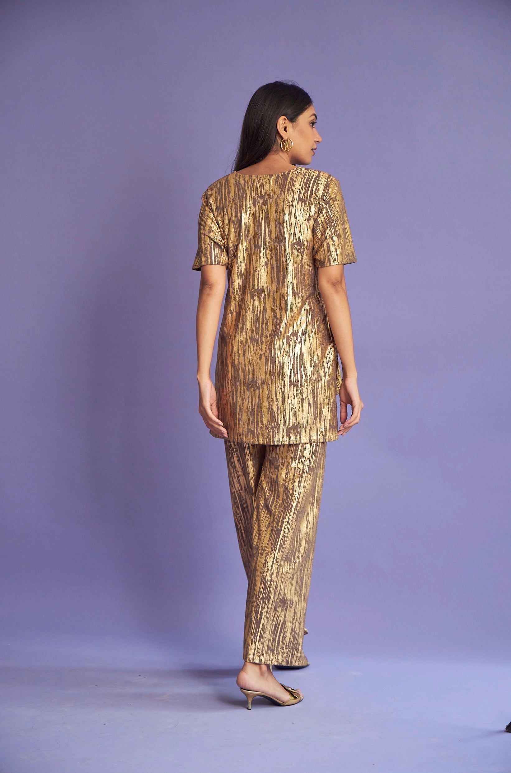 Signature Pleated Co-ord Set - Gold