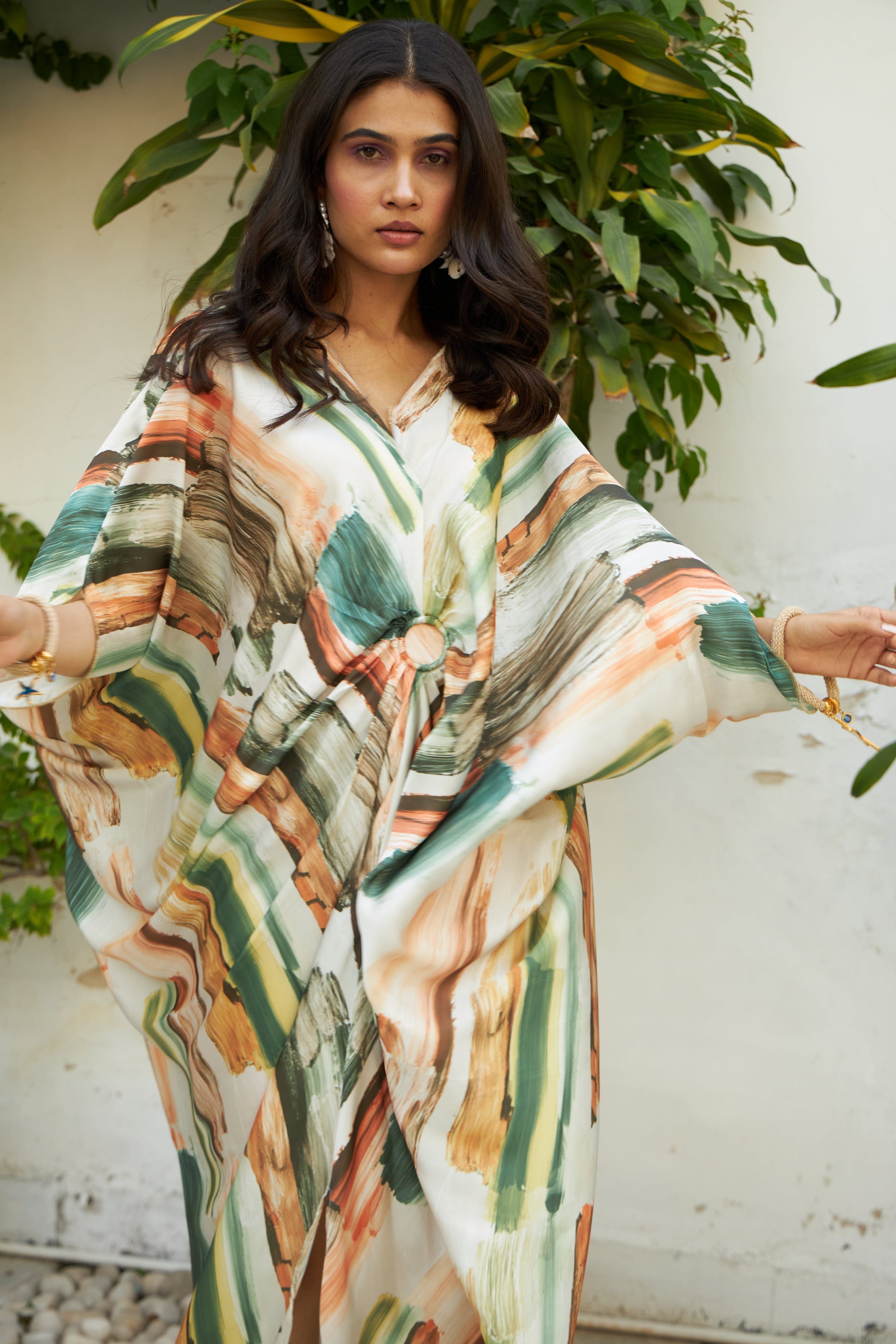 Rossanna Ring Satin Dress - Tangerine Canvas