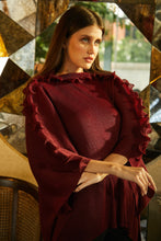 Load image into Gallery viewer, Rebecca Ruffle Sleeve Cape Top - Carmine Maroon