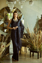 Load image into Gallery viewer, Idylic Adorned Gown Saree With Sequence Palla - Midnight Blue