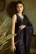 Load image into Gallery viewer, Idylic Adorned Gown Saree With Sequence Palla - Midnight Blue