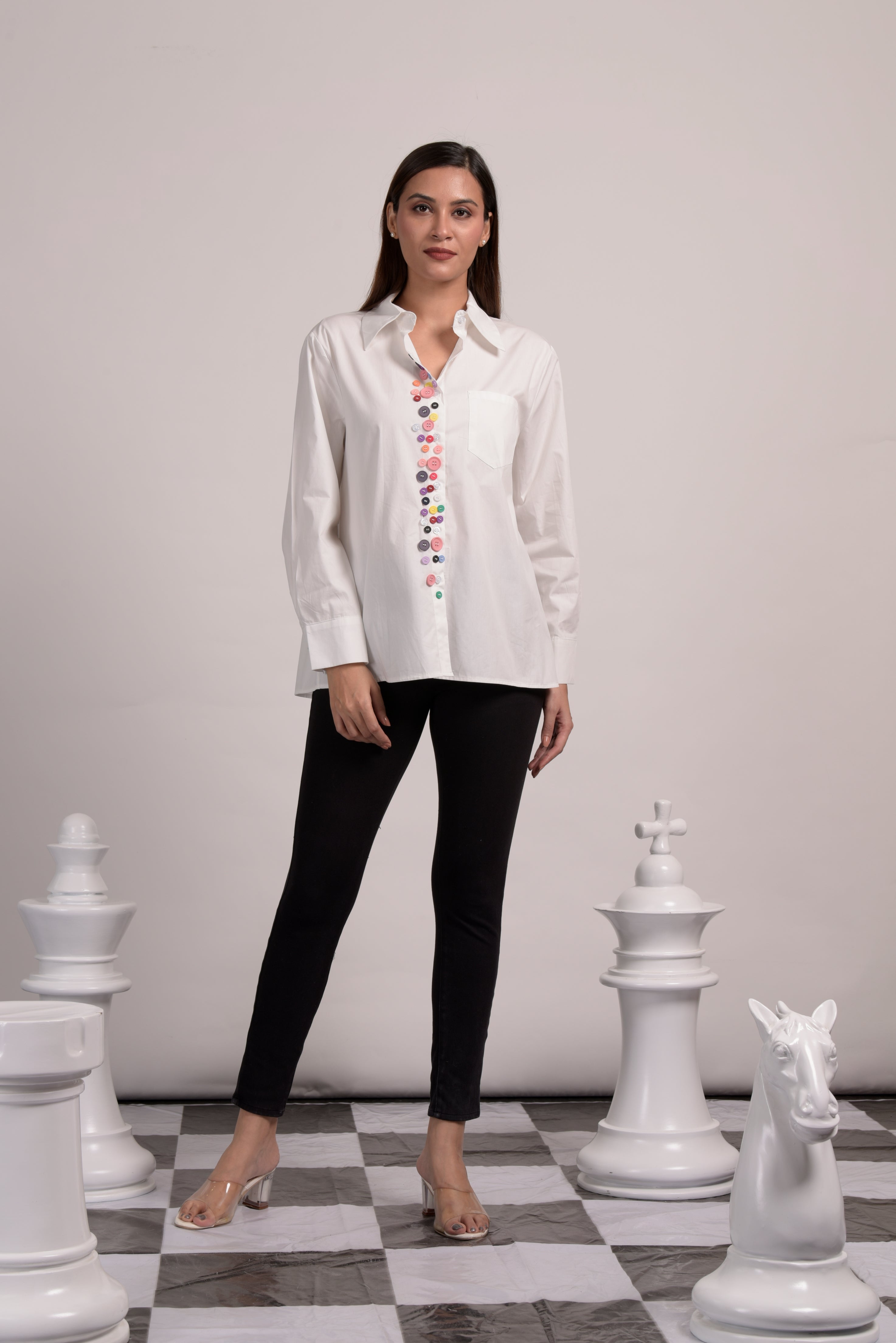 Betty Button Me Down Shirt - White