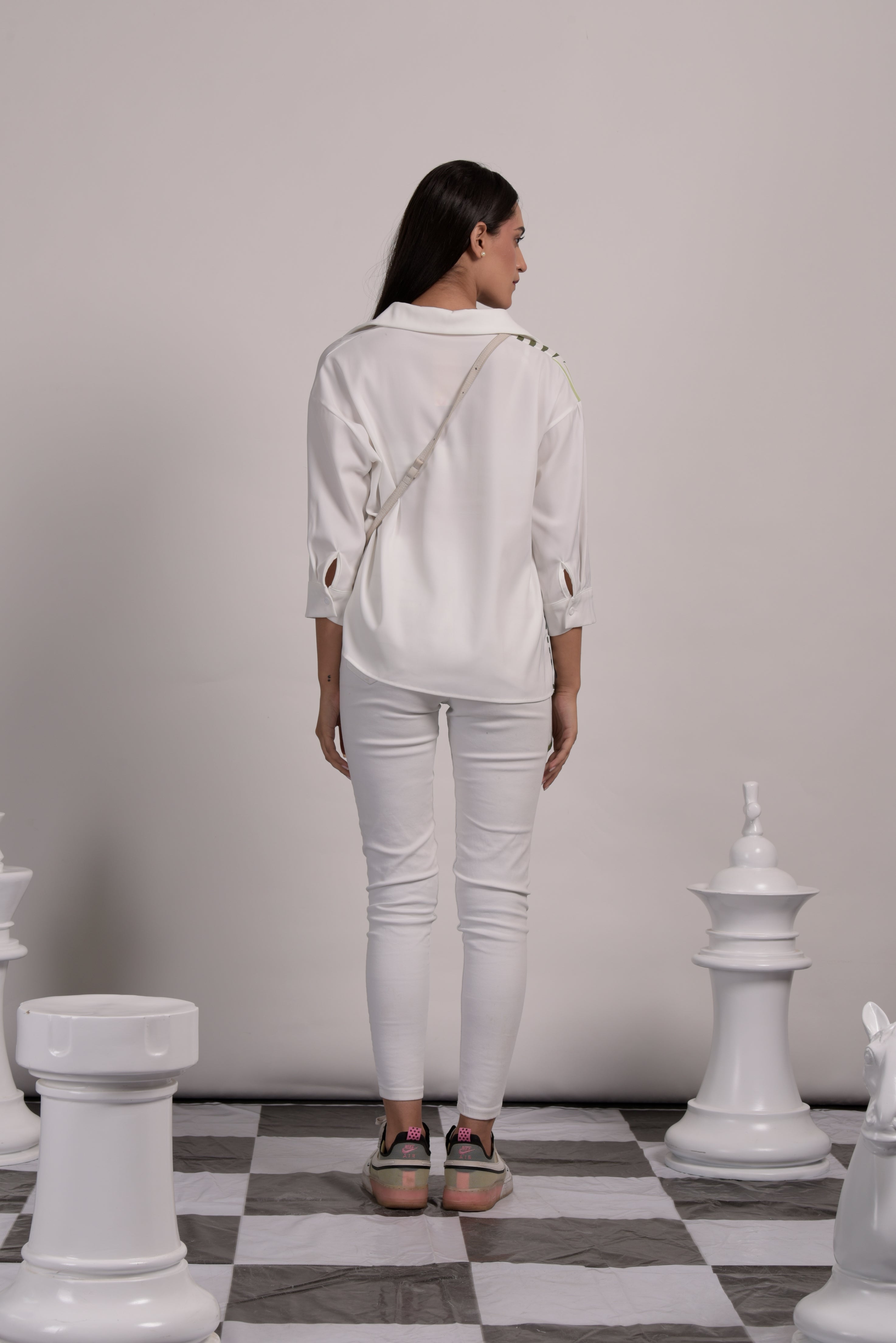 Dandelion Abstract Shirt - Leaf White & Green