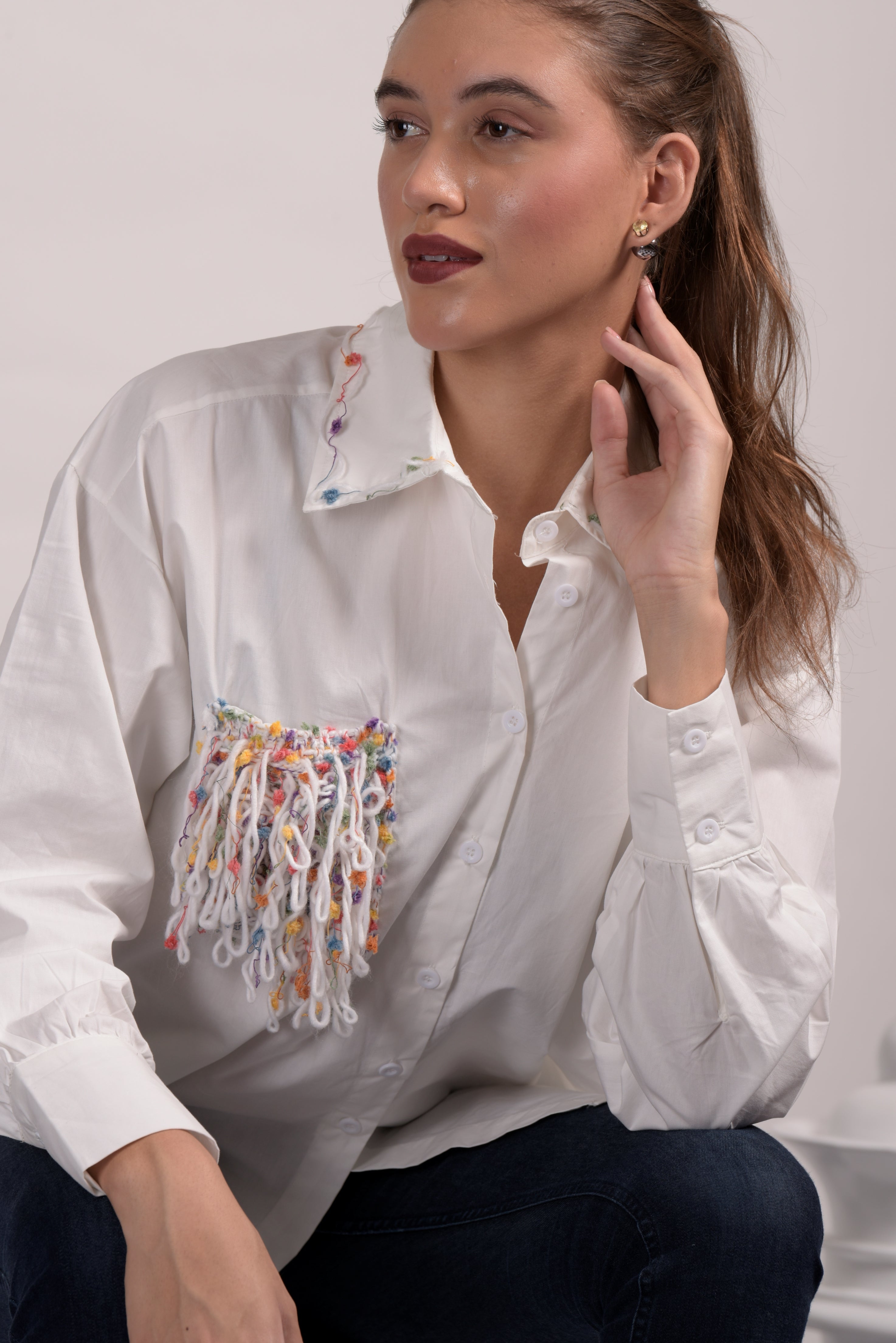 Bethany Thread Me Up Shirt - White