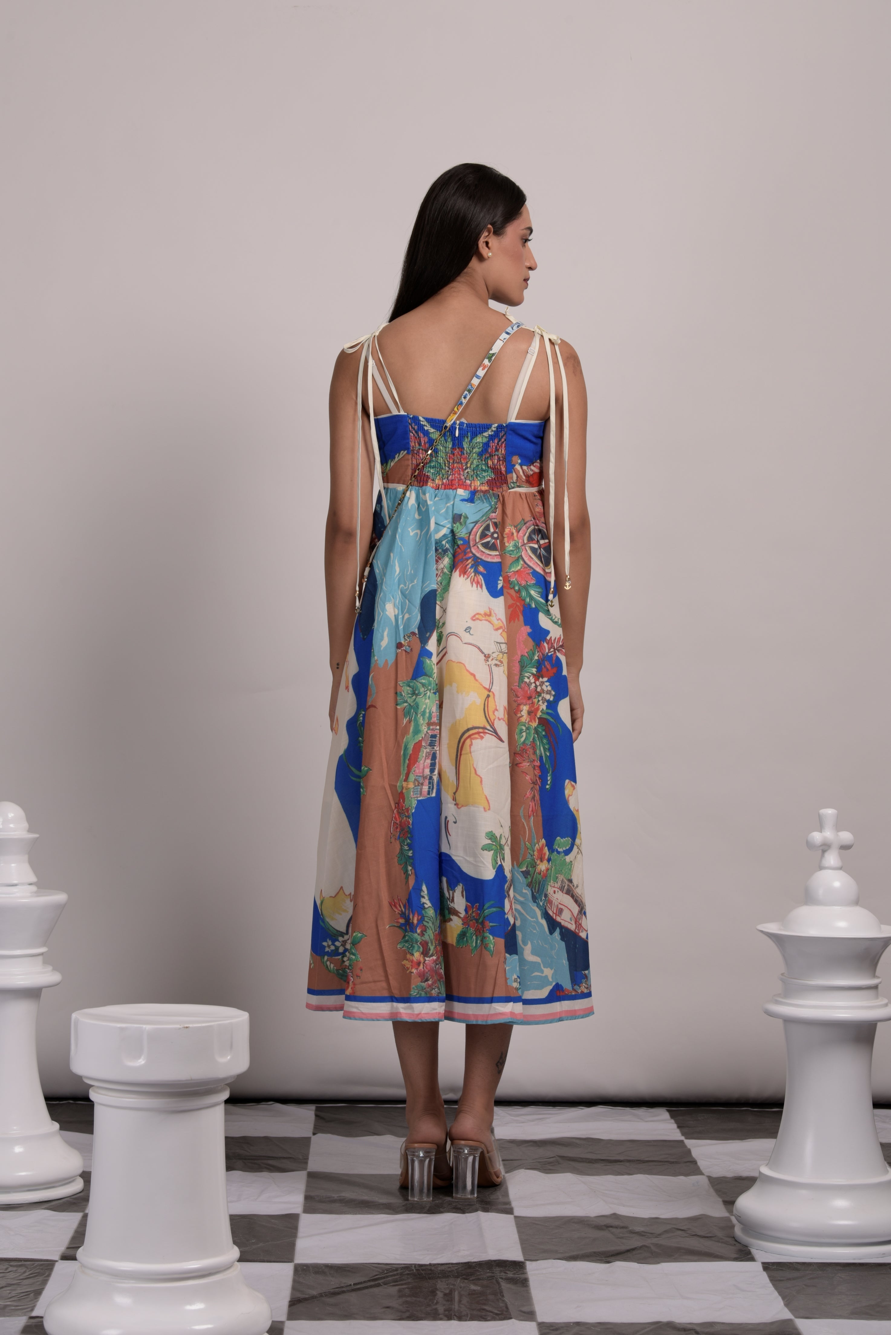 Summer Somewhere Maxi Dress - Blue & Brown
