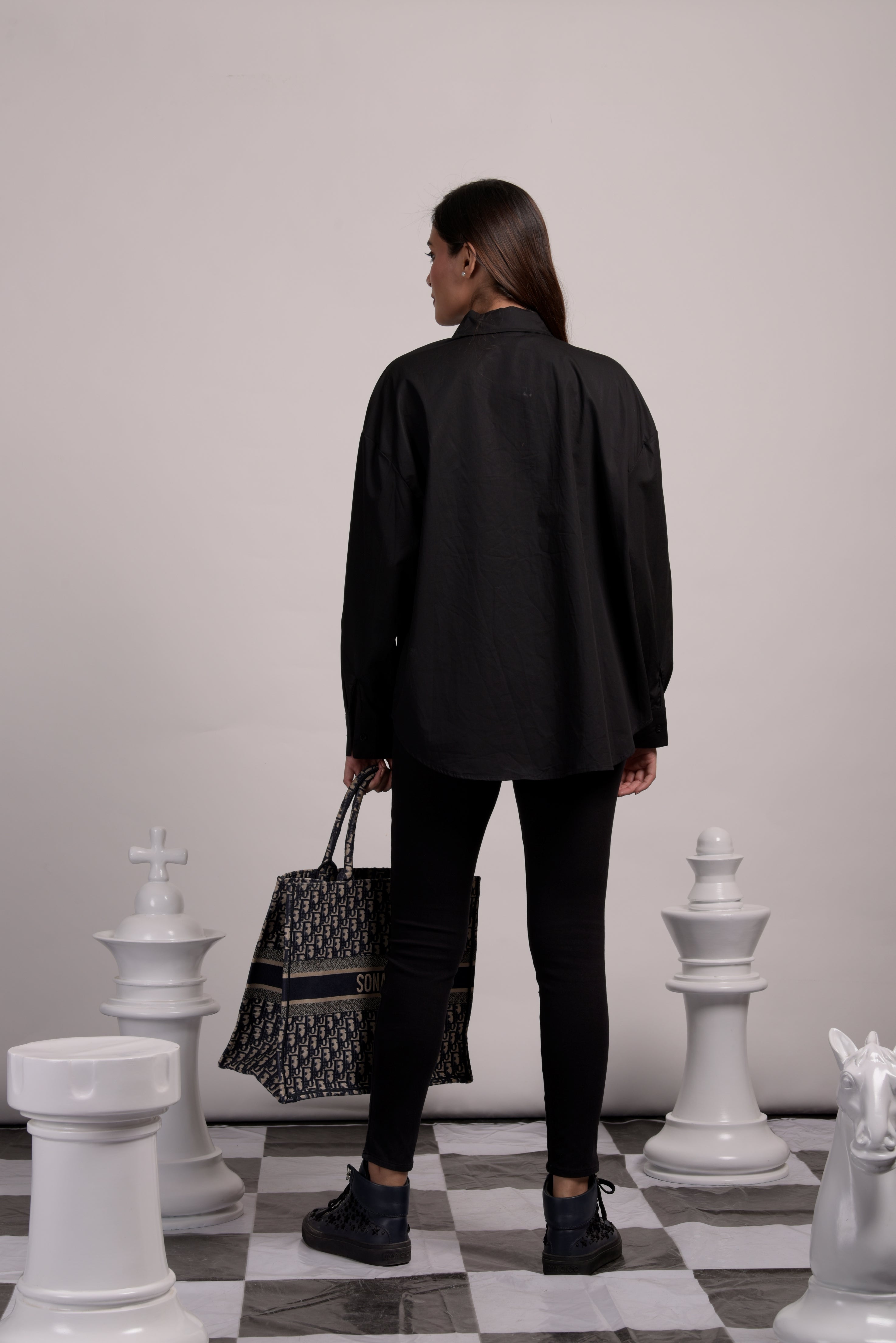 Beatrix Beflowered Shirt - Black & Blue