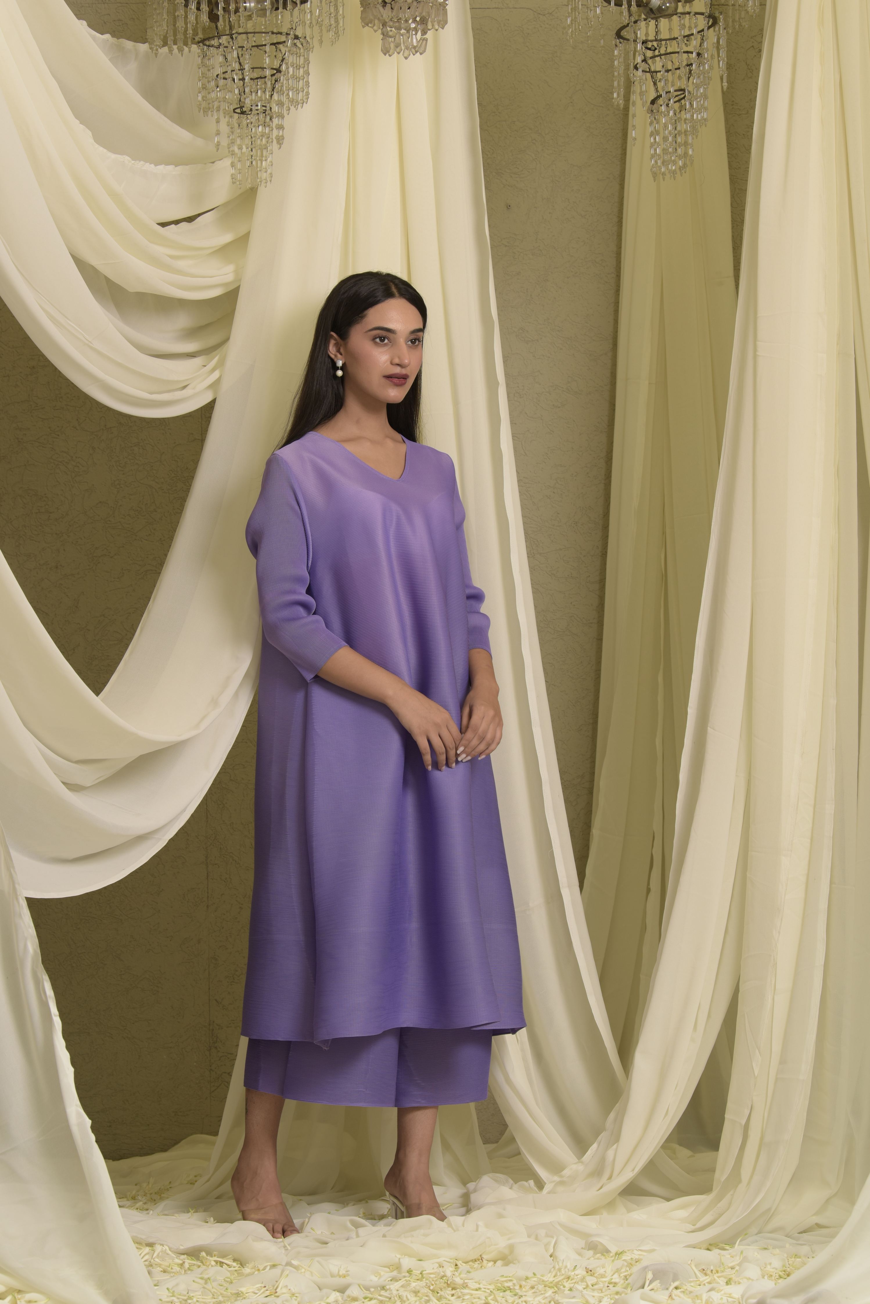 Kiara Kurta with Culotte Pants - Lavender