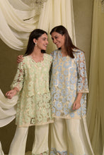 Load image into Gallery viewer, Myra Mesh Floral Pastel Kurta with Pleated Pants - Pastel Green