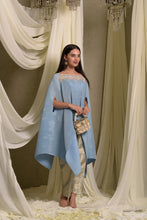 Load image into Gallery viewer, Divine Embroidered Cape With Brocade Pants - Powder Blue