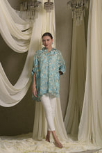 Load image into Gallery viewer, Elahe Embroidered Rose Shirt - Aqua