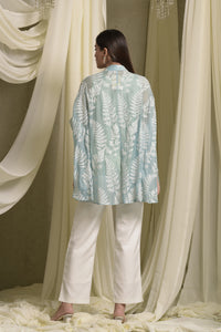 Elahe Embroidered Rowan Shirt - Aqua Blue