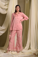 Load image into Gallery viewer, Reyna Gara Glazed  Shirt With Slit Pants- Pastel Pink