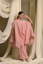 Load image into Gallery viewer, Reyna Gara Glazed Embroidered Pleated V- Neck Cape Coordinated with Straight Pants - Pastel Pink