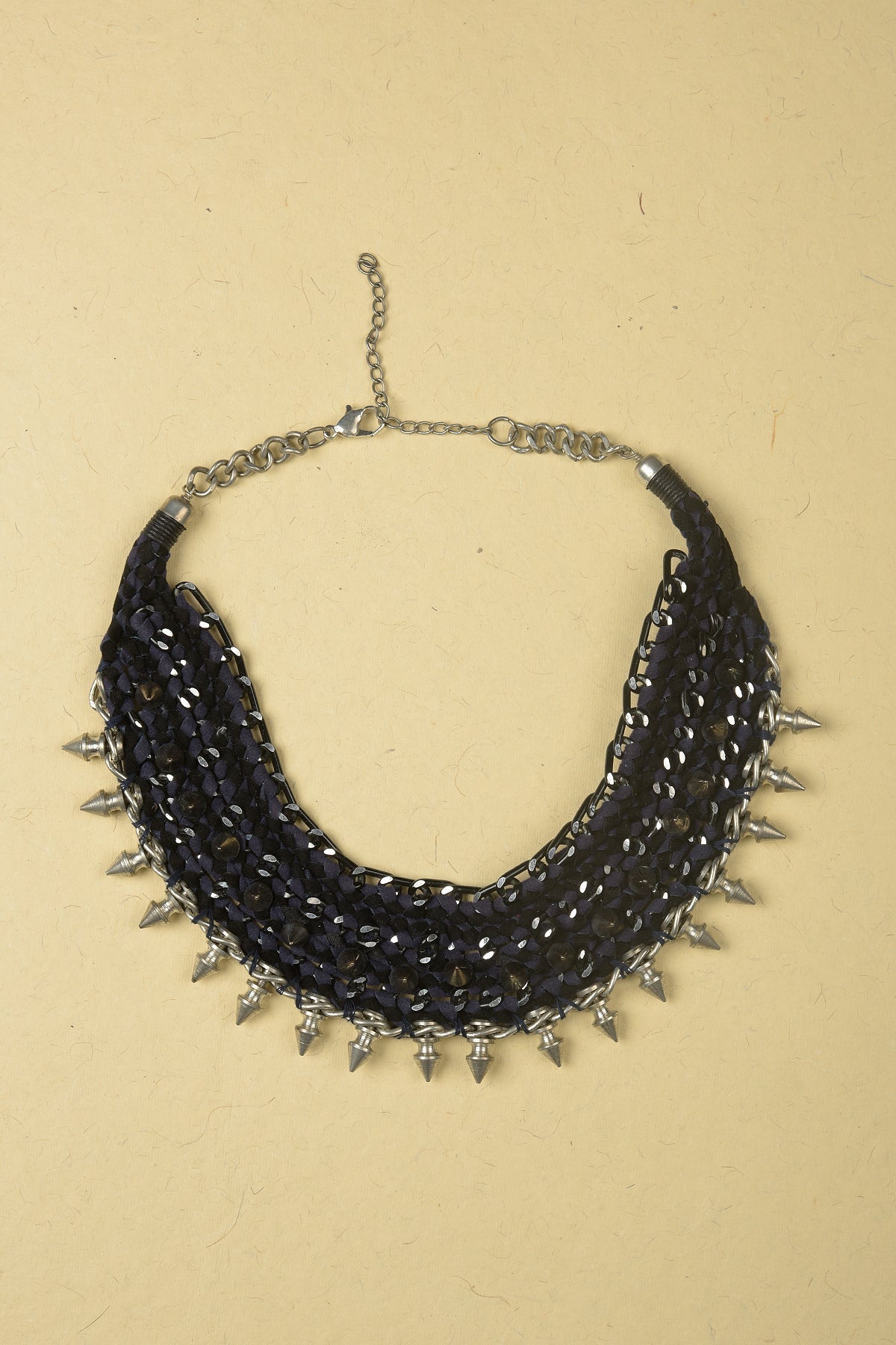 Blue Necklace made of Suede and Iron