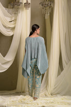 Load image into Gallery viewer, Reyna Gara Glazed Embroidered Pleated V- Neck Cape Coordinated with Straight Pants - Mint