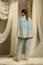 Load image into Gallery viewer, Reyna Gara Glazed Cape Jacket With Coordinated Pants - Mint