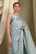 Load image into Gallery viewer, Classy Pleated Gown Saree - Powder Blue