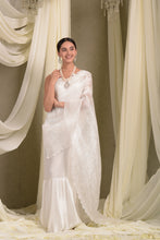 Load image into Gallery viewer, Pristine Pleated Gown Saree with Belt - Ivory