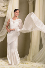 Load image into Gallery viewer, Pristine Pleated Gown Saree with Belt - Ivory