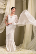 Load image into Gallery viewer, Pristine Pleated Gown Saree with Belt - Ivory