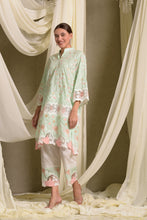 Load image into Gallery viewer, Myra Mesh Floral Lace Kurta with Pants - Green Rose