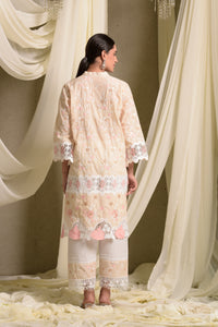 Myra Mesh Floral Lace Kurta with Pant - Beige Rose