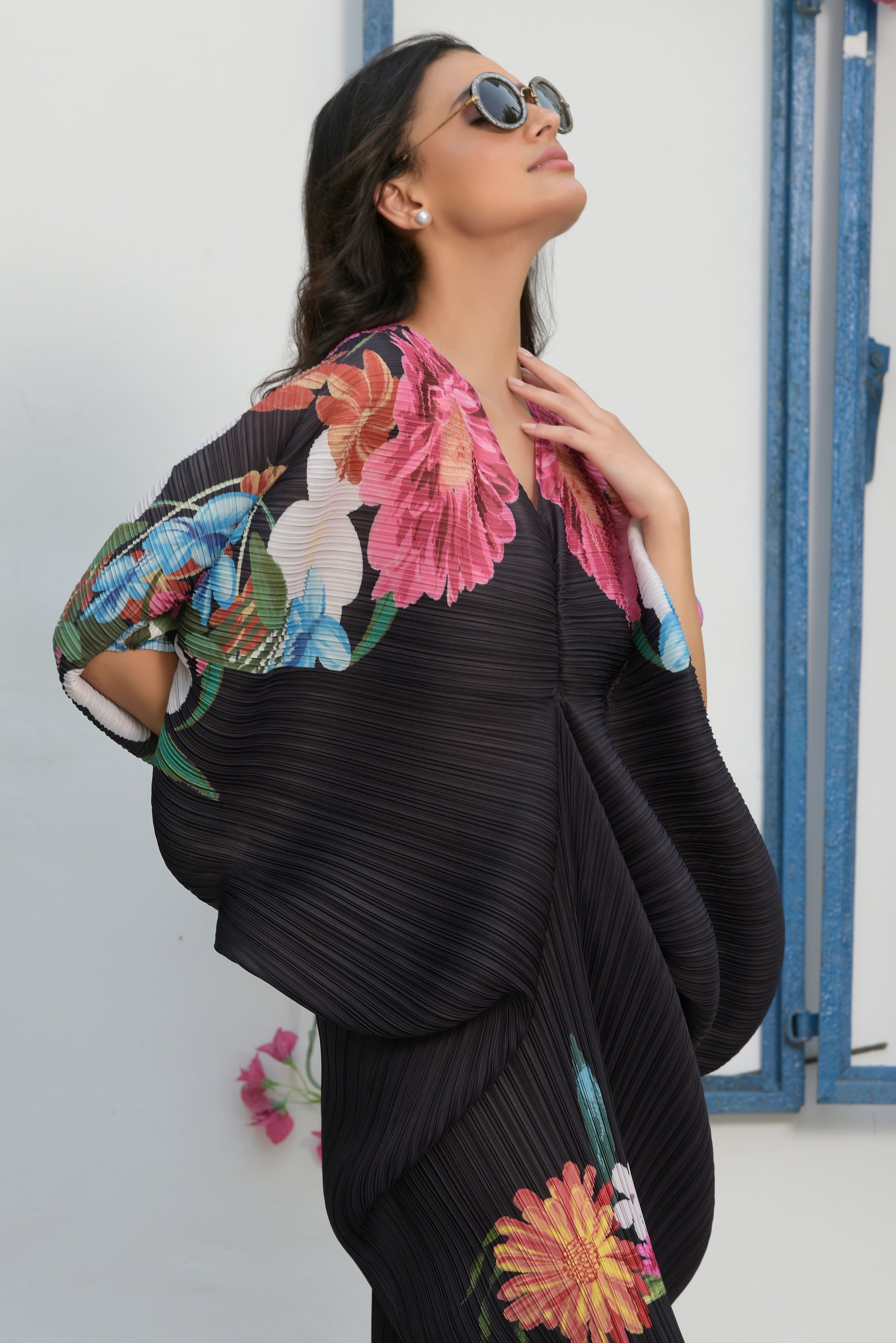 Kimono Kitsch Botanical Dress- Black