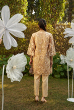 Load image into Gallery viewer, Fragrant Floral Pampered Peplum Tunic Co-ordinated with Straight Pants - Gold