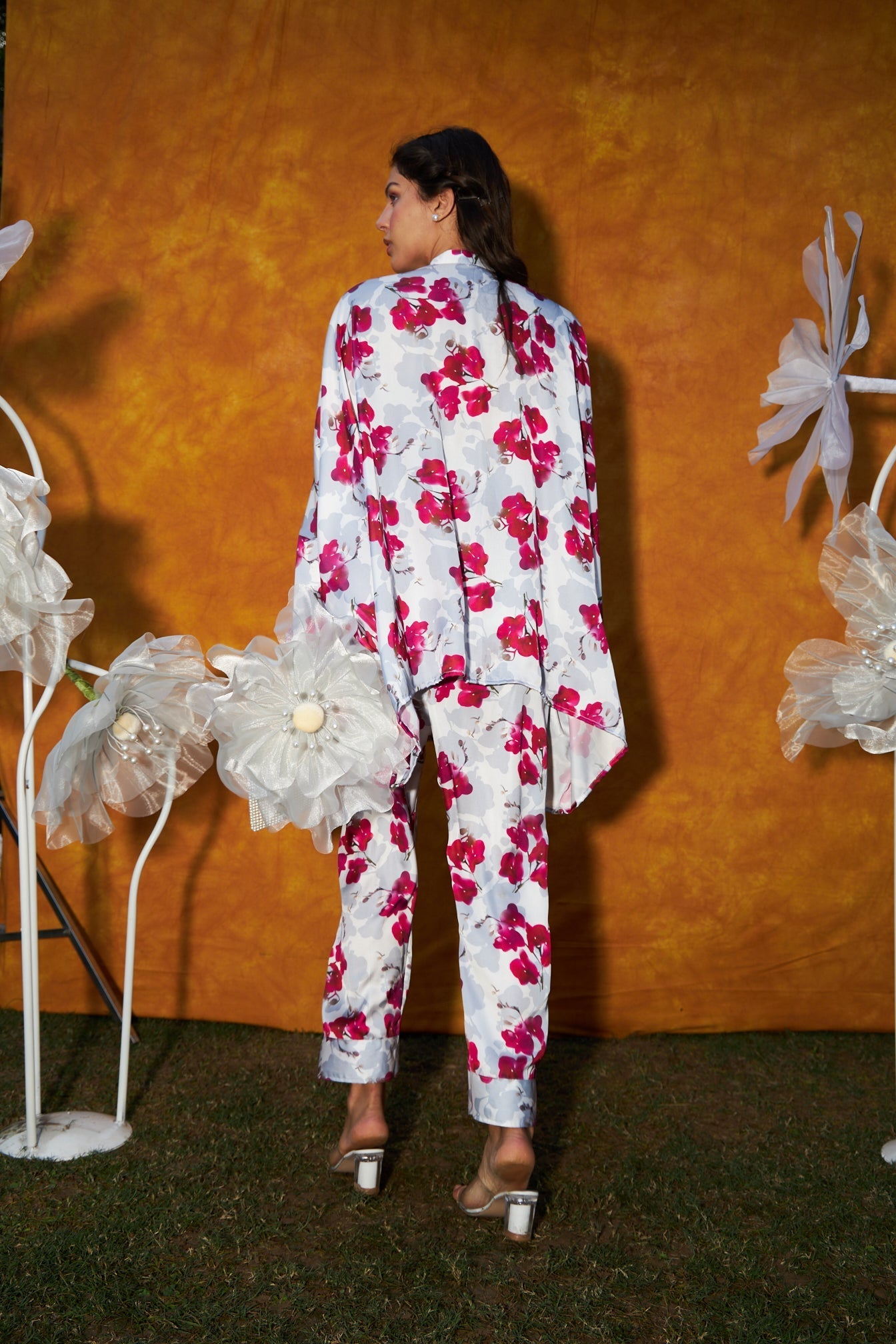 Siciley Satin Co-ord Set - Printed Pink