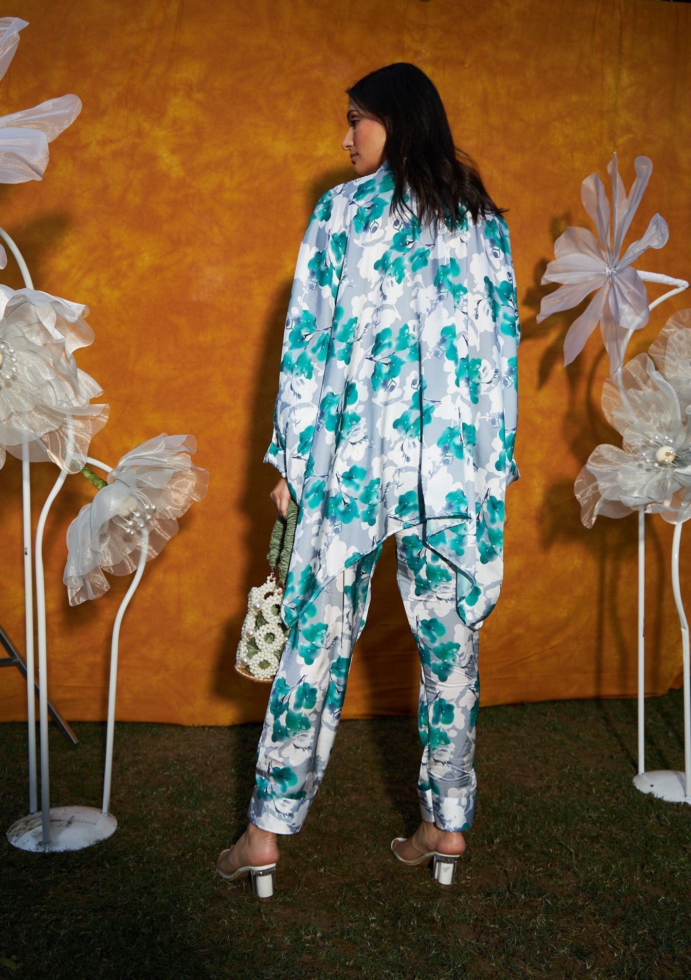 Siciley Satin Co-ord Set - Printed Green