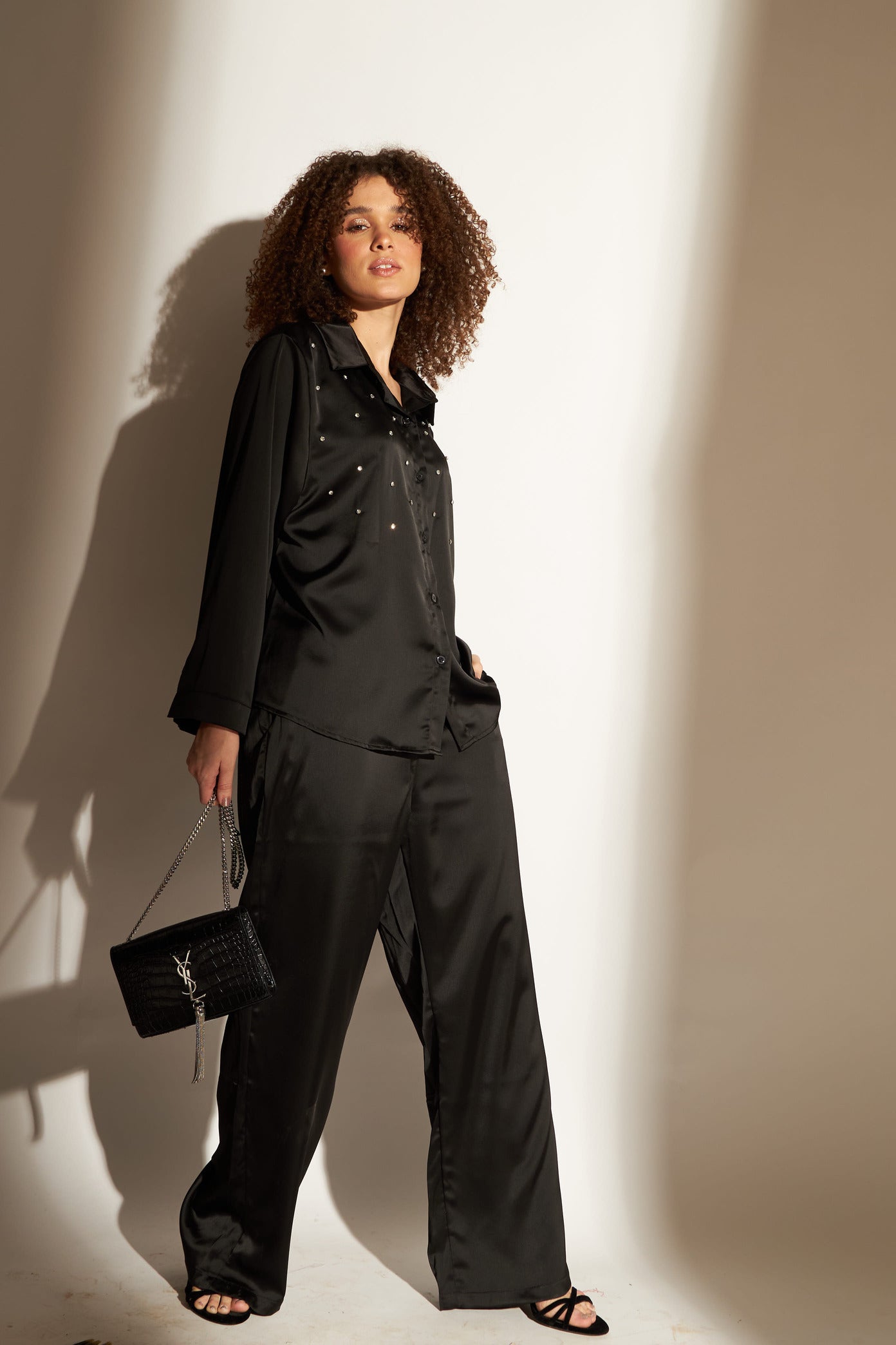 Beaded Swarovski Co-ord Set - Black