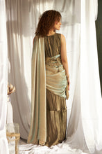 Load image into Gallery viewer, Magnificent Metallic Gown Saree with Liquid Tissue Palla - Copper