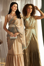 Load image into Gallery viewer, Magnificent Metallic Gown Saree with Liquid Tissue Palla - Copper