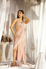 Load image into Gallery viewer, Magnificent Metallic Skirt Saree with Sequins Blouse - Blush Pink