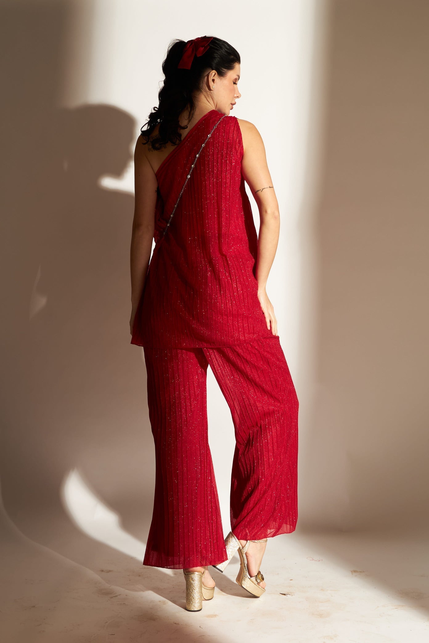 Valentine One Shoulder Co-ord Set - Ruby Red