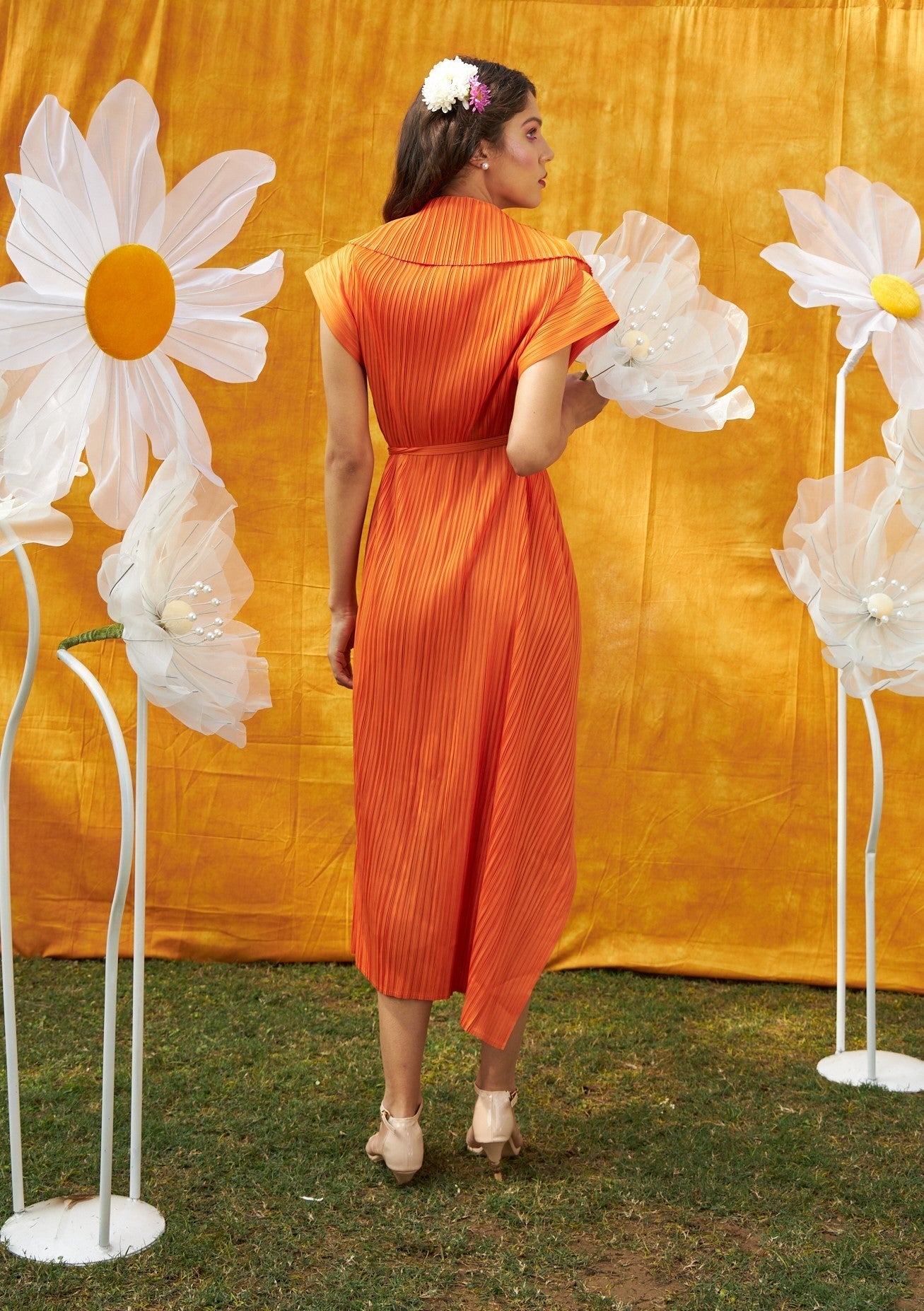 Wendy Wrap Around Butterfly Long Dress - Orange