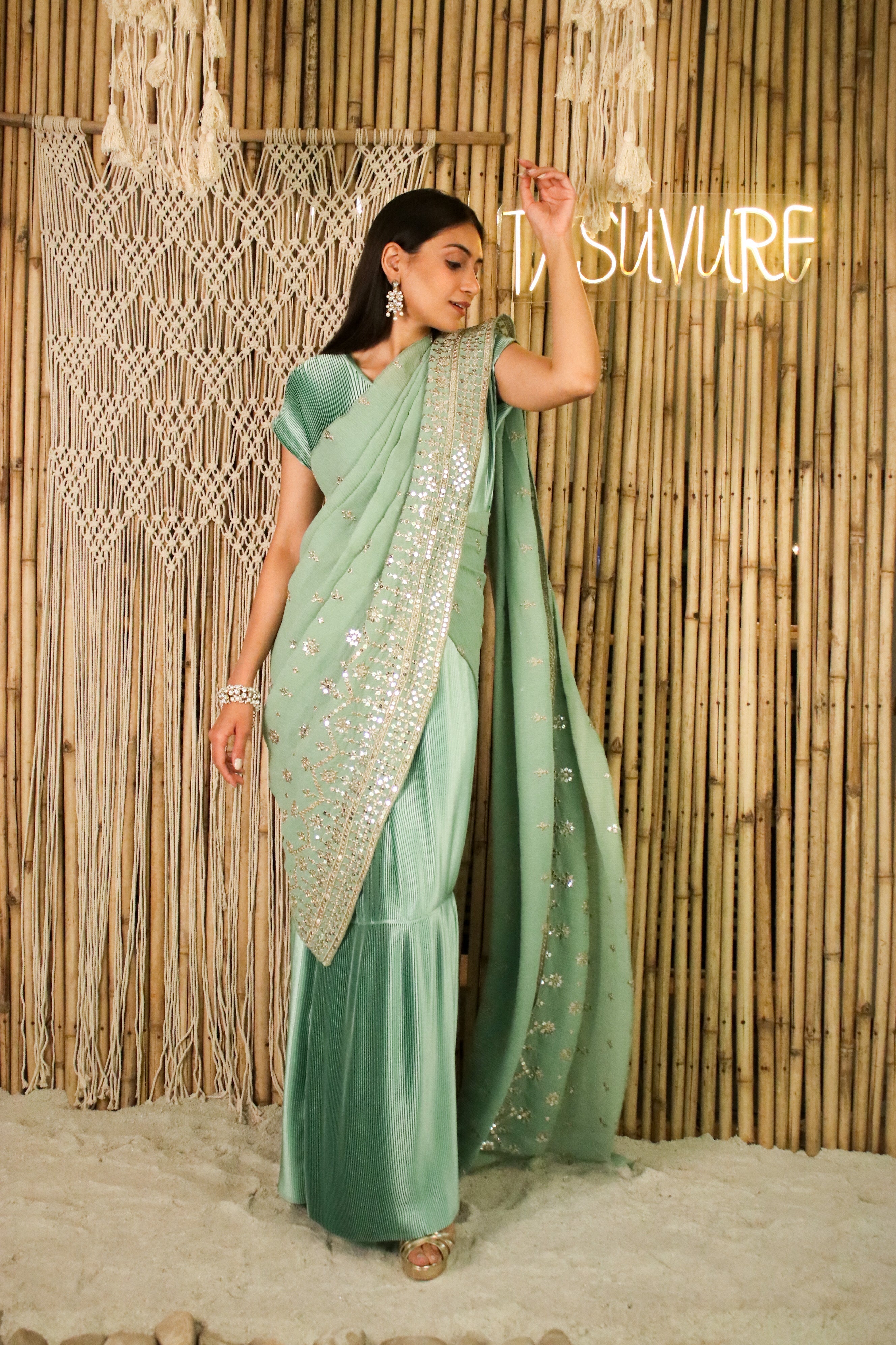 Buy Pleated Designer Saree Online