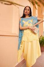 Load image into Gallery viewer, Slip Easy Dress with Organza Cape - Blue Yellow