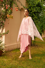 Load image into Gallery viewer, Sahanna Scalloped Floral Mesh Cape with Slip Easy Dress - Blush