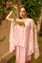 Load image into Gallery viewer, Sahanna Scalloped Floral Mesh Cape with Slip Easy Dress - Blush