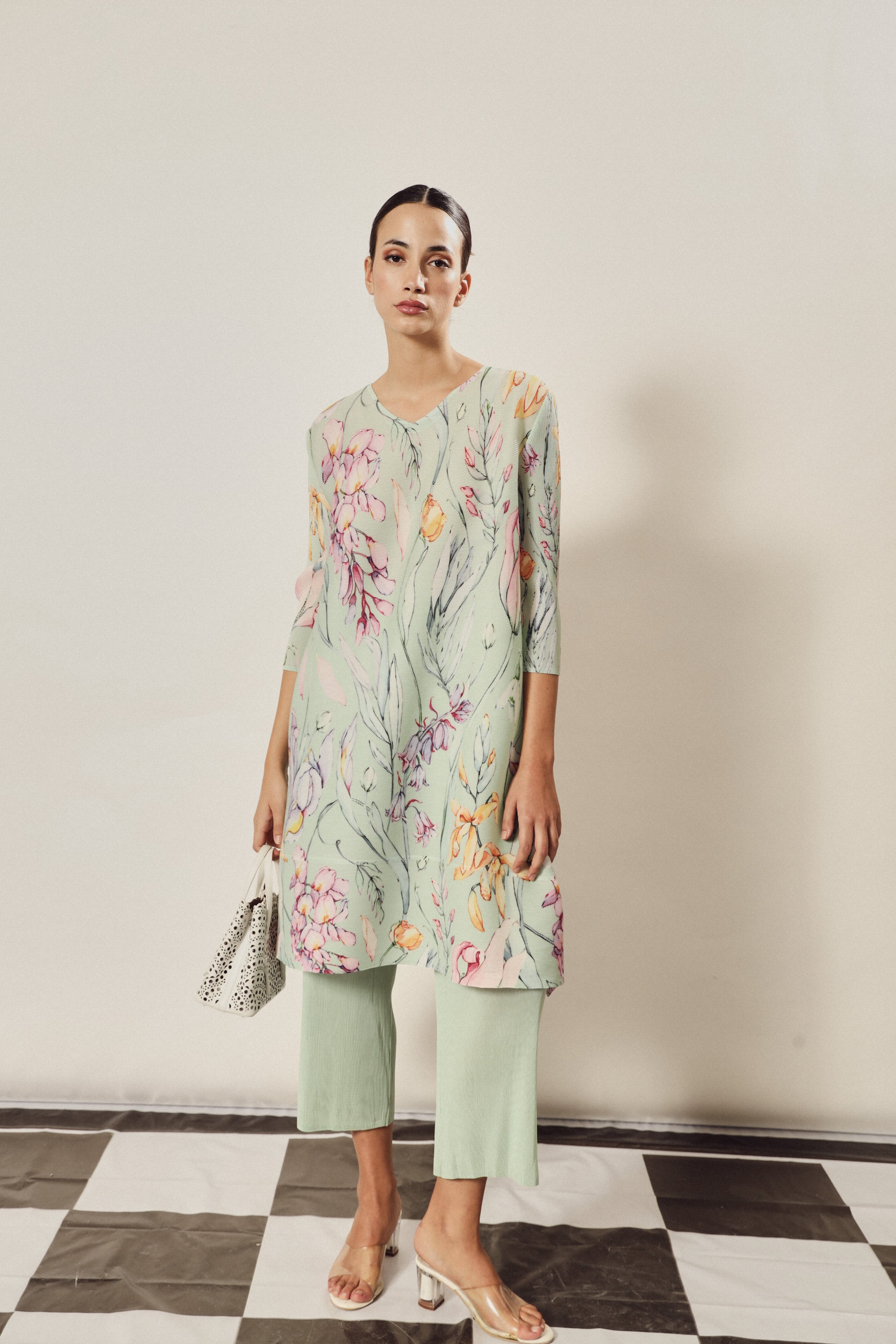 Laylon Lillies Floral Tunic Set - Mint Green