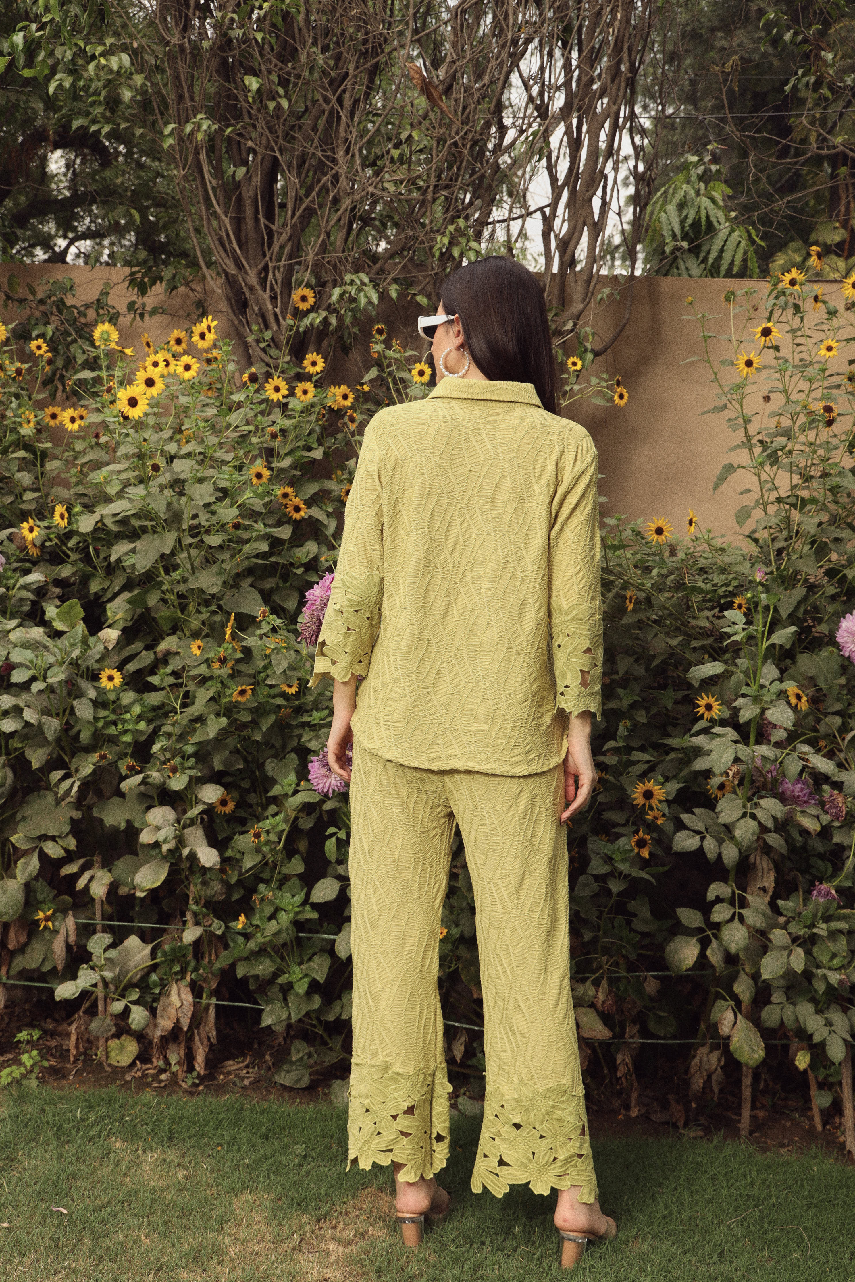 Myra Mesh Lily Lycra Co-ord Set - Lemon