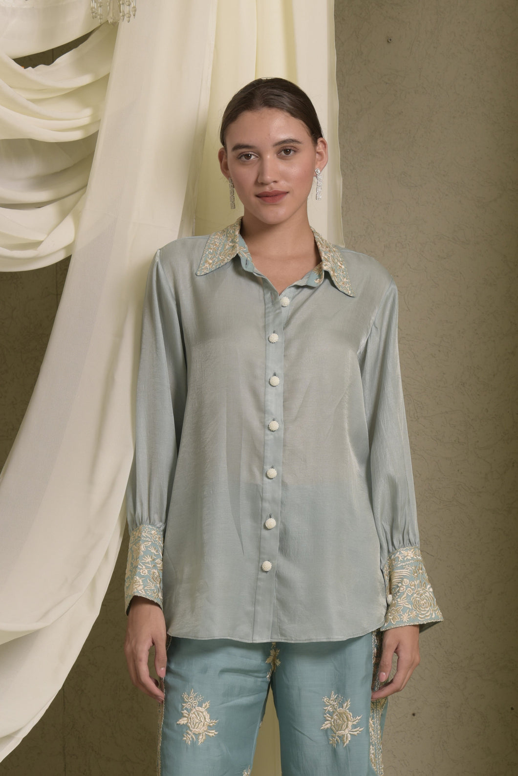 Reyna Gara Glazed Shirt - Mint