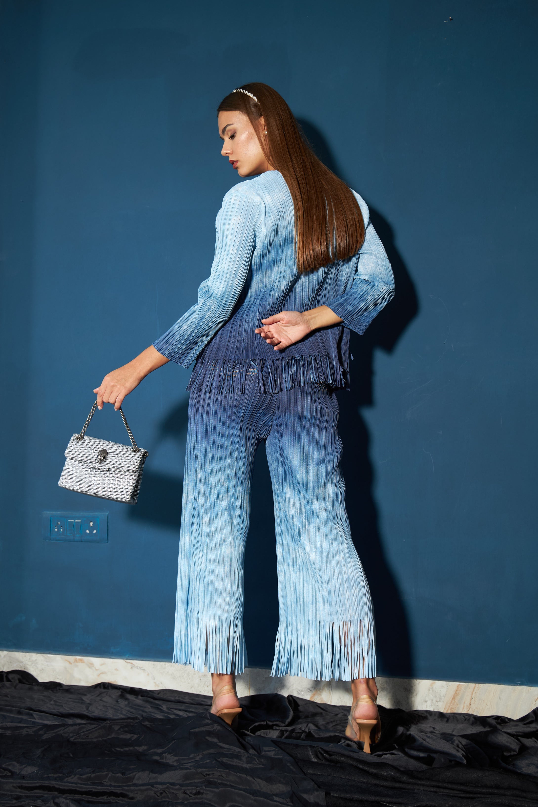 Oaklynn Ombre Fringe Co-ord Set - Blue Quartz