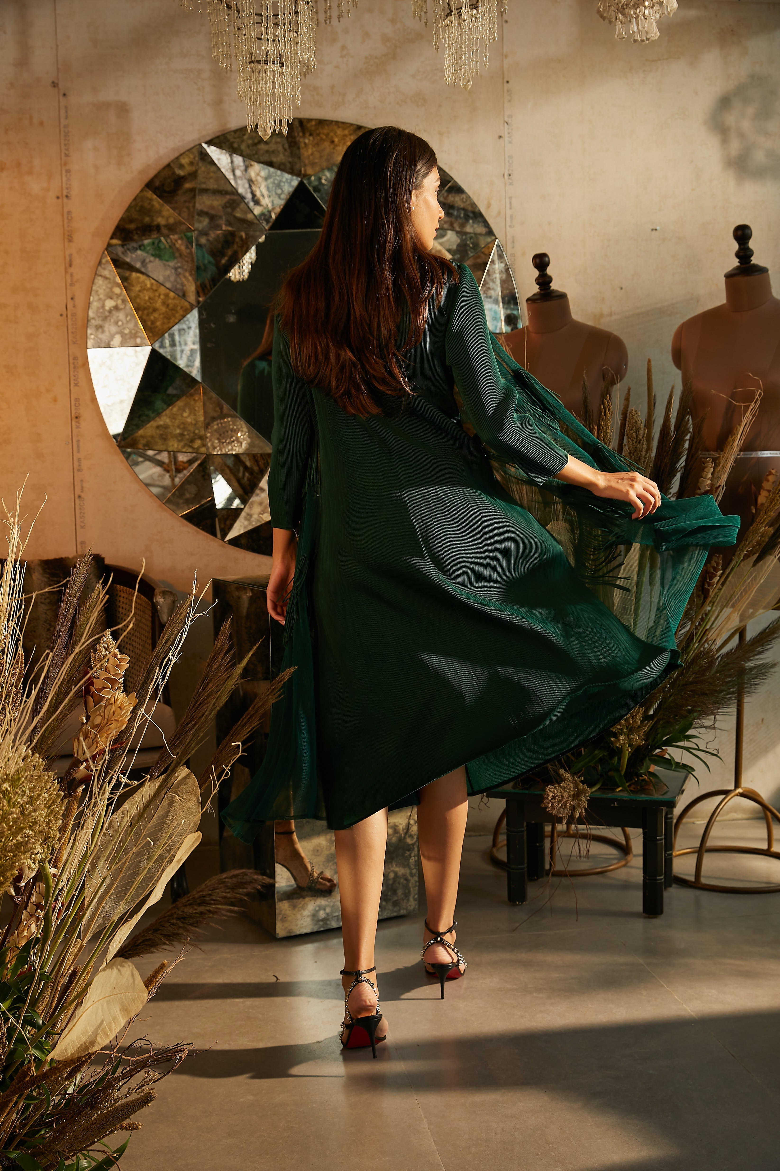 Frolic Fringe Groovy Jacket Dress - Green