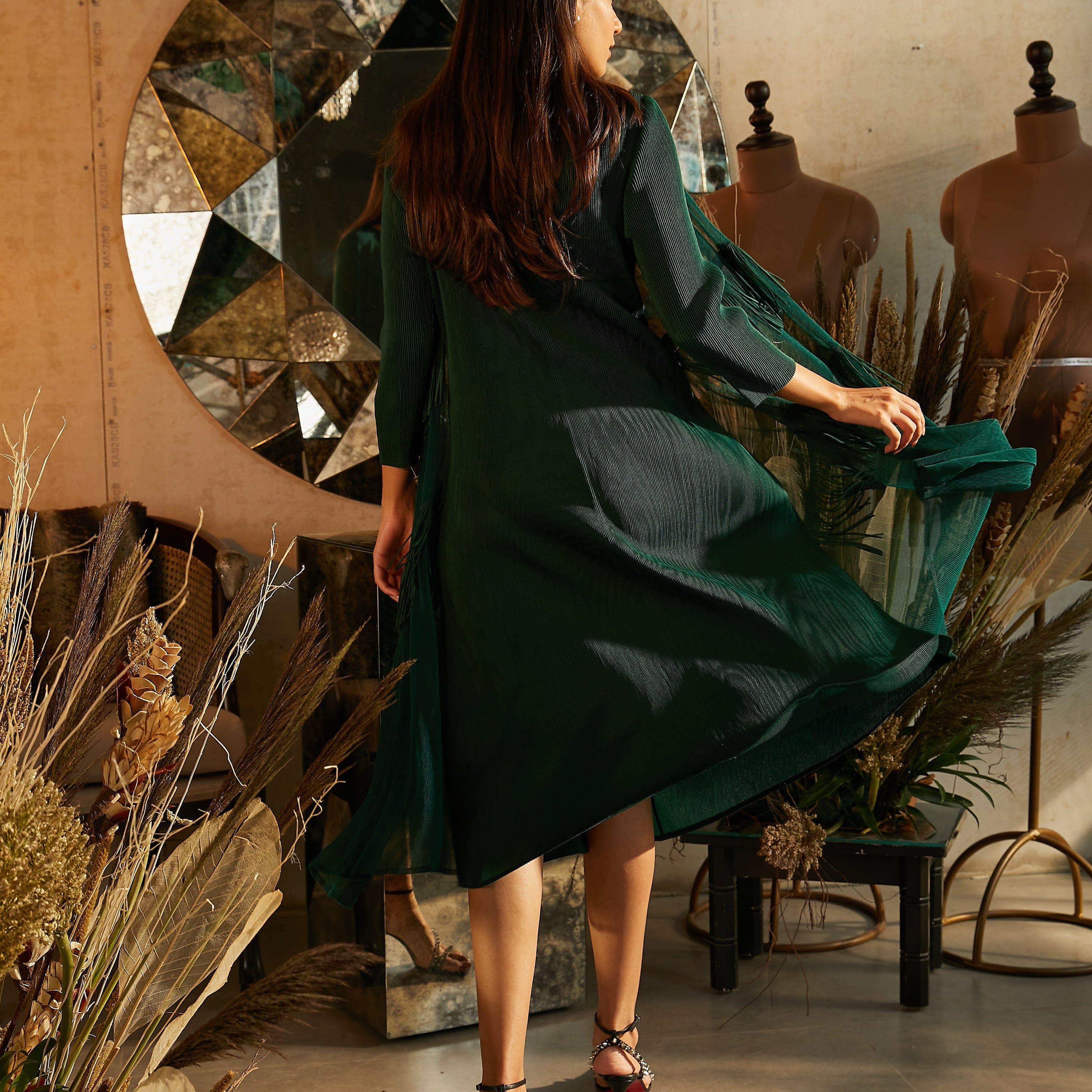 Frolic Fringe Groovy Jacket Dress - Green | Tasuvure Indes Frolic Fringe Groovy Jacket Dress - Green | Tasuvure Indes