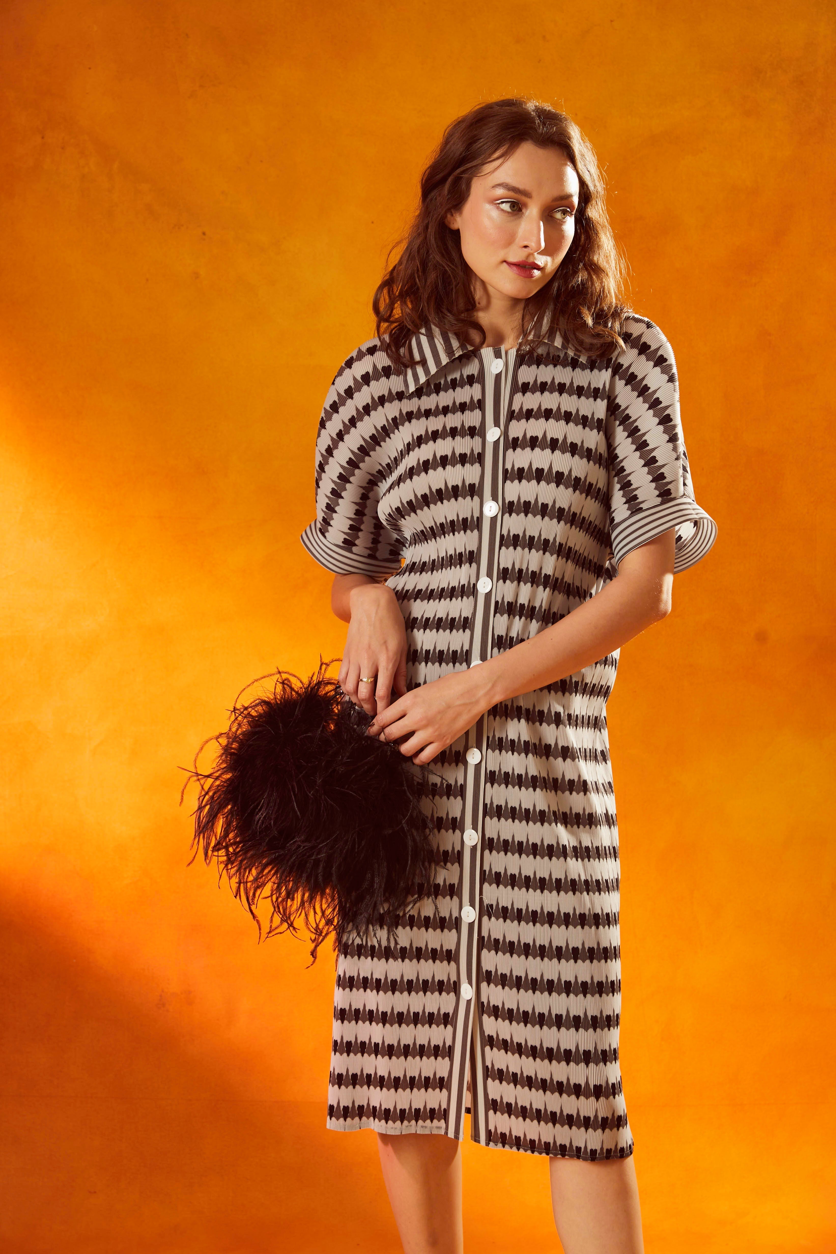 Heart Shirt Dress - Black & Grey