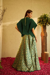 Nora Signature Top with Brocade Ghagra - Green